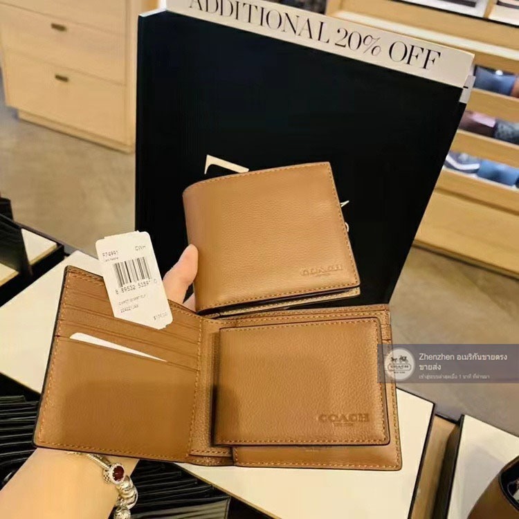 จัดส่งฟรี，💯% แท้ Coac h กระเป๋าสตางค์ผู้ชาย，เข็มขัดกระเป๋าเหรียญ F74771 F26072 F74993