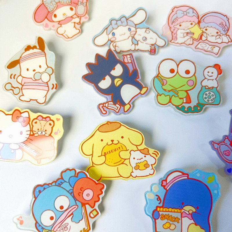 SANRIOเข็มกลัดอะคริลิคลายการ์ตูนอนิเมะและSpongeBobนักเรียนสําหรับตกแต่งกระเป๋าเป้สะพายหลั.besla.th