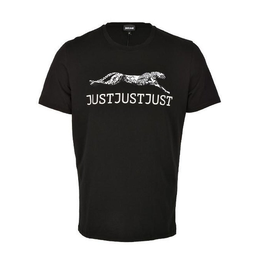 Just CAVALLI/เสื้อยืดแขนสั้นผ้าฝ้ายพิมพ์ลายแฟชั่นสําหรับผู้ชาย