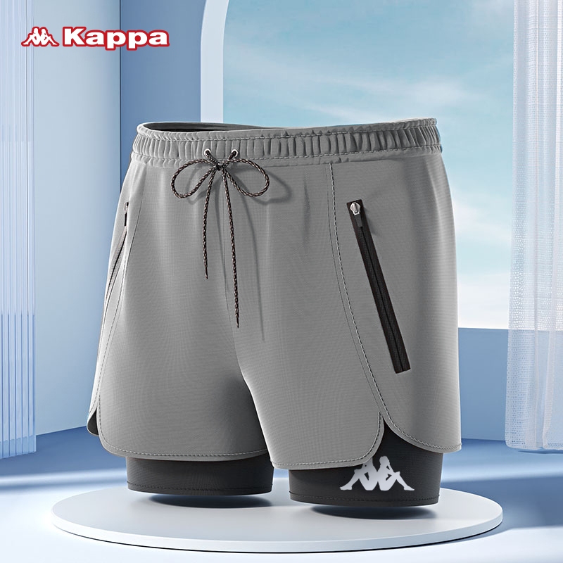 Kappa ชุดว่ายน้ําผู้ชายกางเกงว่ายน้ําสําหรับผู้ใหญ่ผู้ชายป้องกันความลําบากใจนักมวยขนาดใหญ่ครึ่งสองชั้น