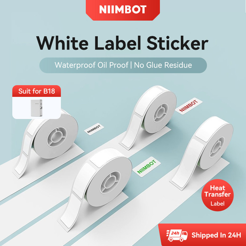 Niimbot B18 สีขาว/เงิน/สีดําสติกเกอร์ฉลากกันน้ําน้ํามันหลักฐาน 10 ปี + Thermal Transfer Label กระดาษสําหรับ B18 เครื่องพิมพ์