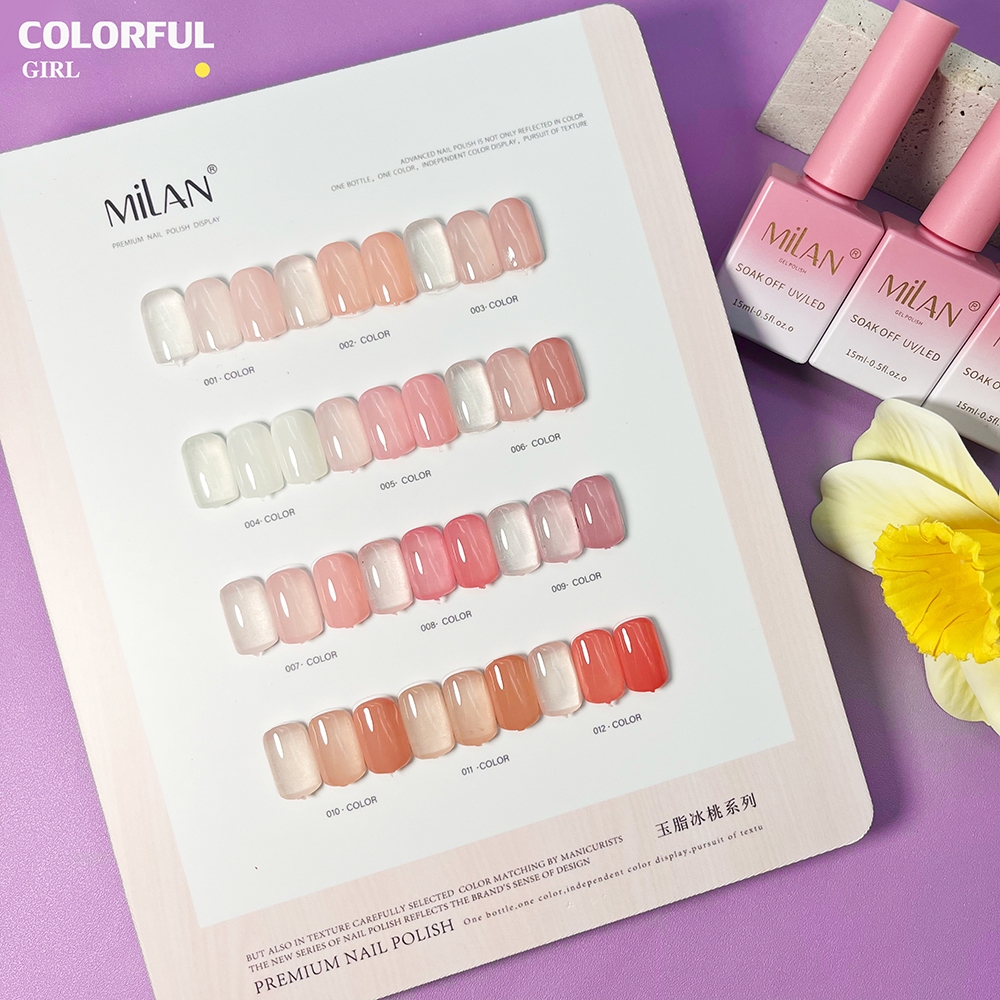 ✨พร้อมส่ง🇹🇭✨MILAN 12 สี สีเจลไซรัป โทนชมพู Ice Peach 12 สี แถม ชาร์ทสี