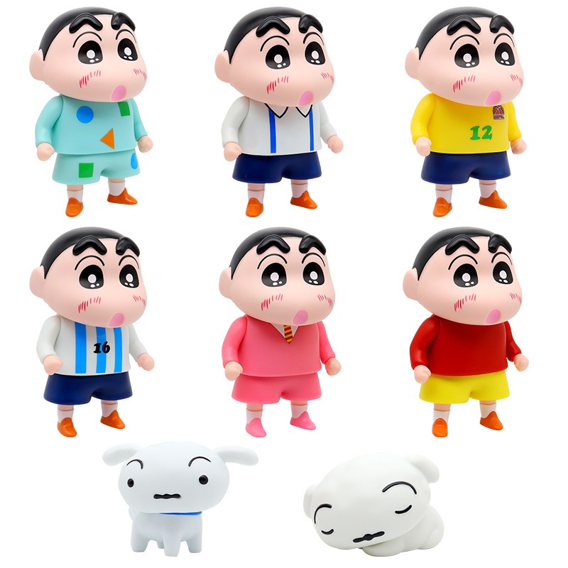 14 สไตล์ 9-22 ซม.อะนิเมะ Crayon Shin-chan รูปหลายสไตล์เสื้อผ้า Nohara Shinnosuke Nohara Shiro PVC ตัวเลขการกระทําตุ๊กตาของเล่น