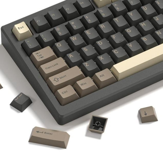 Voier 138 คีย์ Rrtro สีน้ําตาล PBT Keycaps โปรไฟล์เชอร์รี่ Double Shot Custom Key Caps ชุดสําหรับ 60% 65% 70% 100% Cherry Gateron MX Switches คีย์บอร์ดเครื่องกล