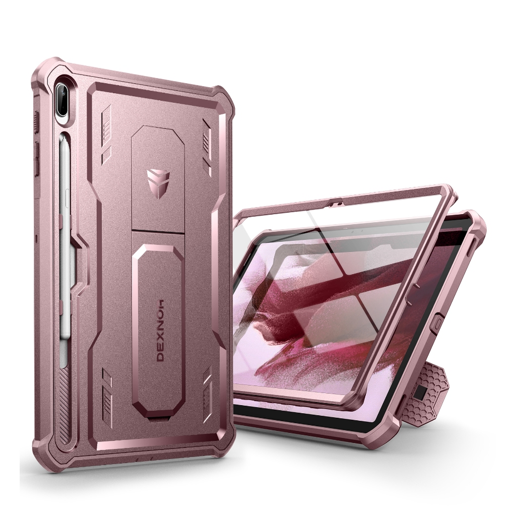 เคส Dexnor สําหรับ Samsung Galaxy Tab S8+ Plus S7+ Plus (2020) 12.4 นิ้ว, [ตัวป้องกันหน้าจอและขาตั้ง] พร้อมที่วางปากกา Heavy Duty กันกระแทก Full Body ฝาครอบป้องกัน
