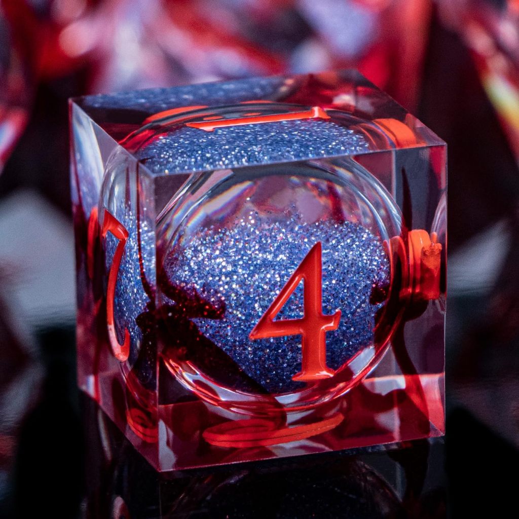 ชุดลูกเต๋า DND, แวมไพร์คมลูกเต๋าขอบสําหรับ Dungeons และ Dragons, ลูกเต๋าเรซิน RPG ทําด้วยมือ, เลือดสีแดง Polyhedral D & D ลูกเต๋าพร้อมกล่อง, บทบาทเล่น D20 D12 D10 D8 D6 D4