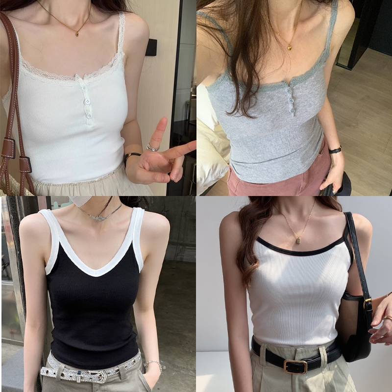 SELVZE~ Vest，แฟชั่นสบาย ๆ ถักเชือกแขวนคอผู้หญิงด้านบน CL22