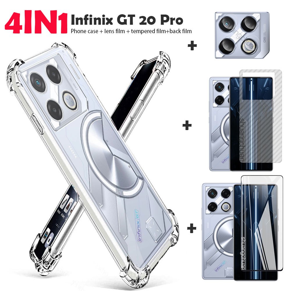 4in1 สําหรับ Infinix GT 20 pro เคสโทรศัพท์ GT 20 pro Anti-Spy ความเป็นส่วนตัวกระจกนิรภัยเซรามิคฟิล์ม