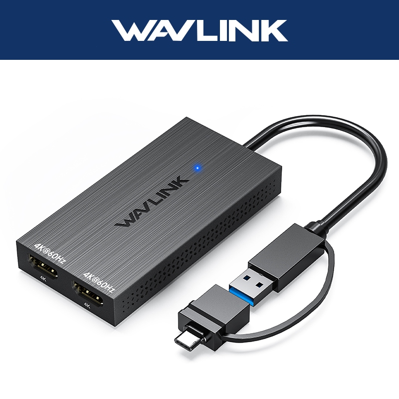 Wavlink 1 IN 2 Out อะแดปเตอร์ HDMI USB C เป็น Dual HDMI Converteror Displaylink 4K @ 60Hz HDMI Hub ส