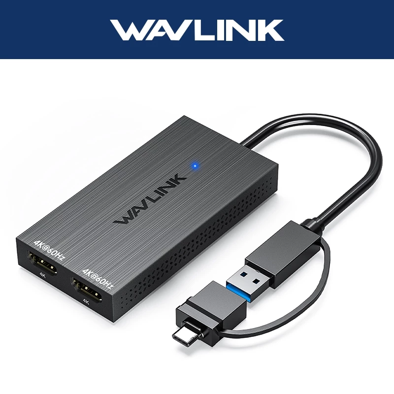 Wavlink 1 IN 2 Out อะแดปเตอร์ HDMI USB C เป็น Dual HDMI Converteror Displaylink 4K @ 60Hz HDMI Hub สําหรับ M1/M2/M3