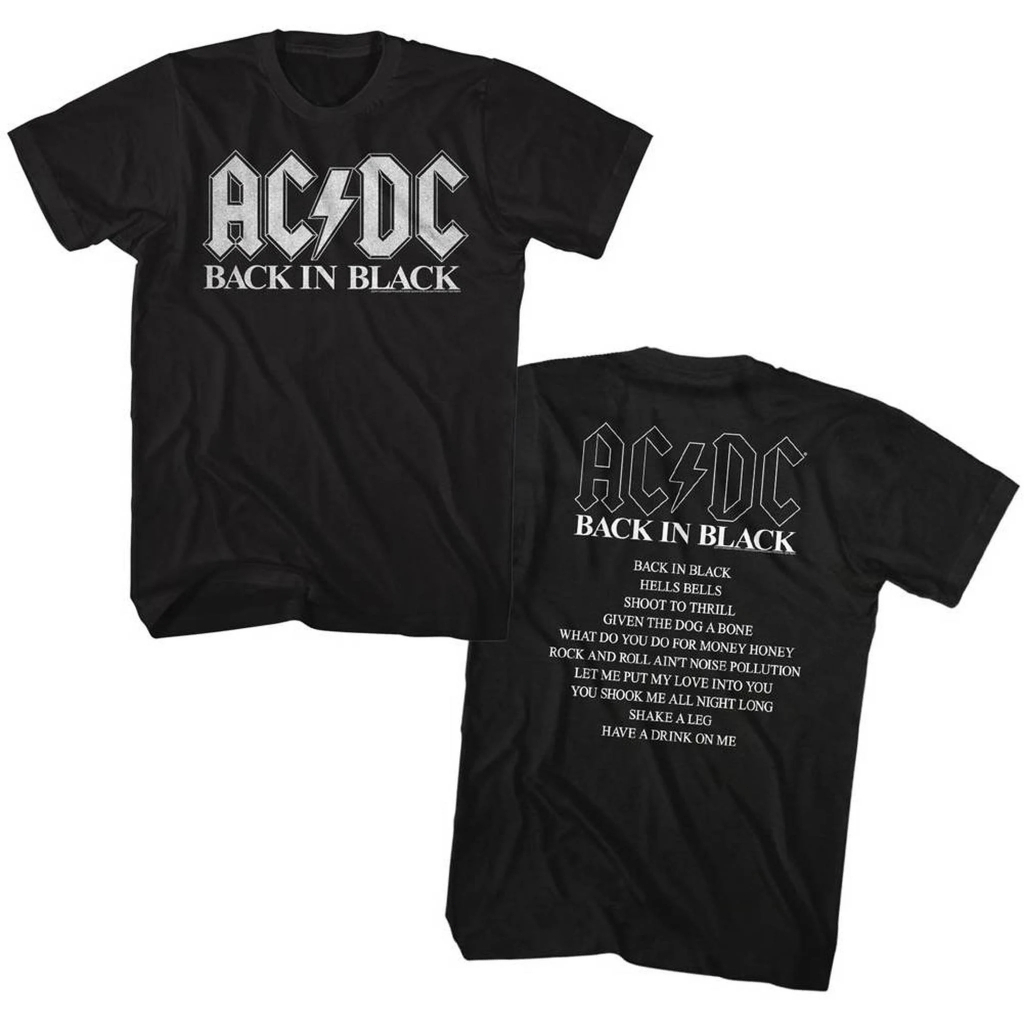 Ac_dc Back in Black Album เสื้อยืด Acdc Graphic Shirt Fan Gift Acdc Band Shirt