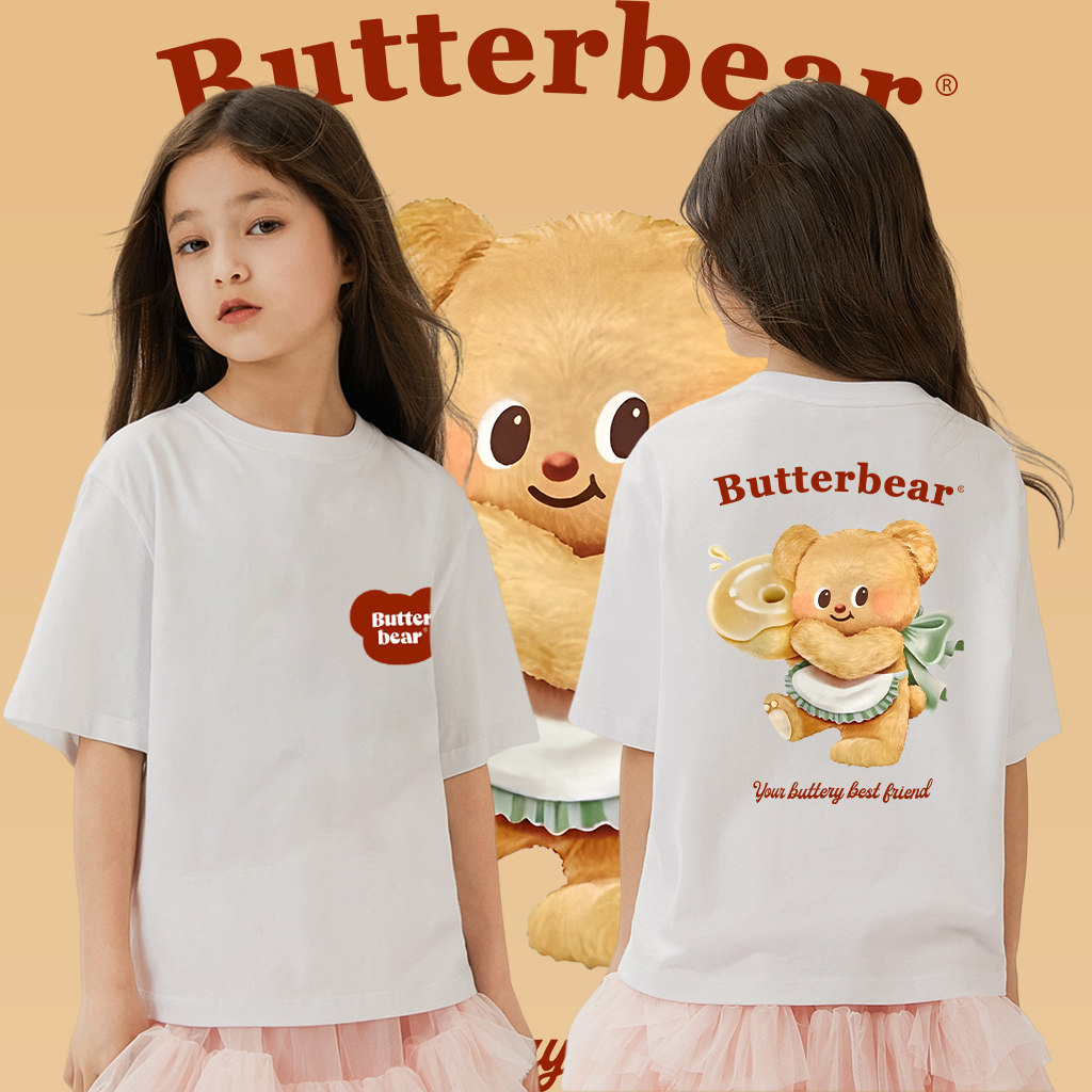 พร้อมส่ง เสื้อยืดเด็ก Butterbear Butter Bear Children's T-shirt พิมพ์ลาย ผ้าCotton 100% ใส่ได้ ทั้ง ชาย ใส่สบาย ไม่หด ไม่ย้