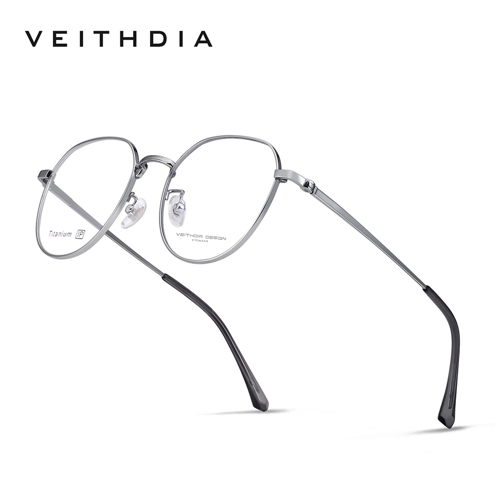 VEITHDIA วิทเดีย รอบไทเทเนียมอัลลอยด์กรอบวินเทจกรอบแว่นตาผู้ชายและผู้หญิงแฟชั่นและแว่นตามินิมอล โวลต์5587