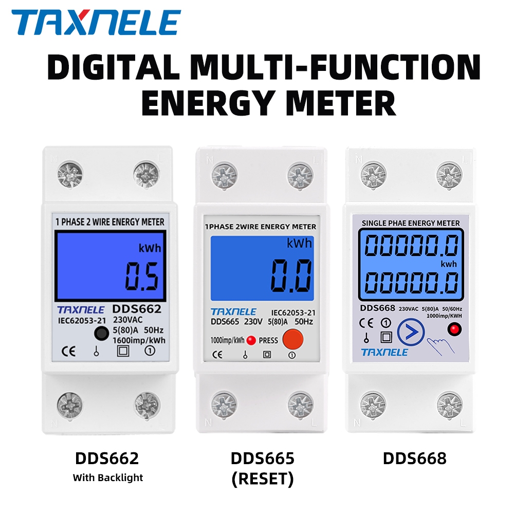 Dds662 dds668 Backlight LCD Digital Wattmeter การใช้พลังงานเมตร kWh AC 230V Din Rail