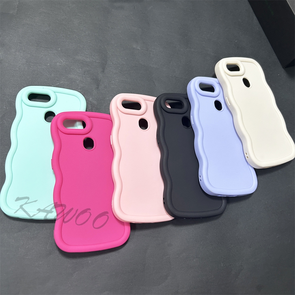 Oppo A5S A3S A12 A12E A1K C2 F9 Pro Bright Dopamine Macaron สีกรอบหยิกนุ่ม TPU เคสกันกระแทก