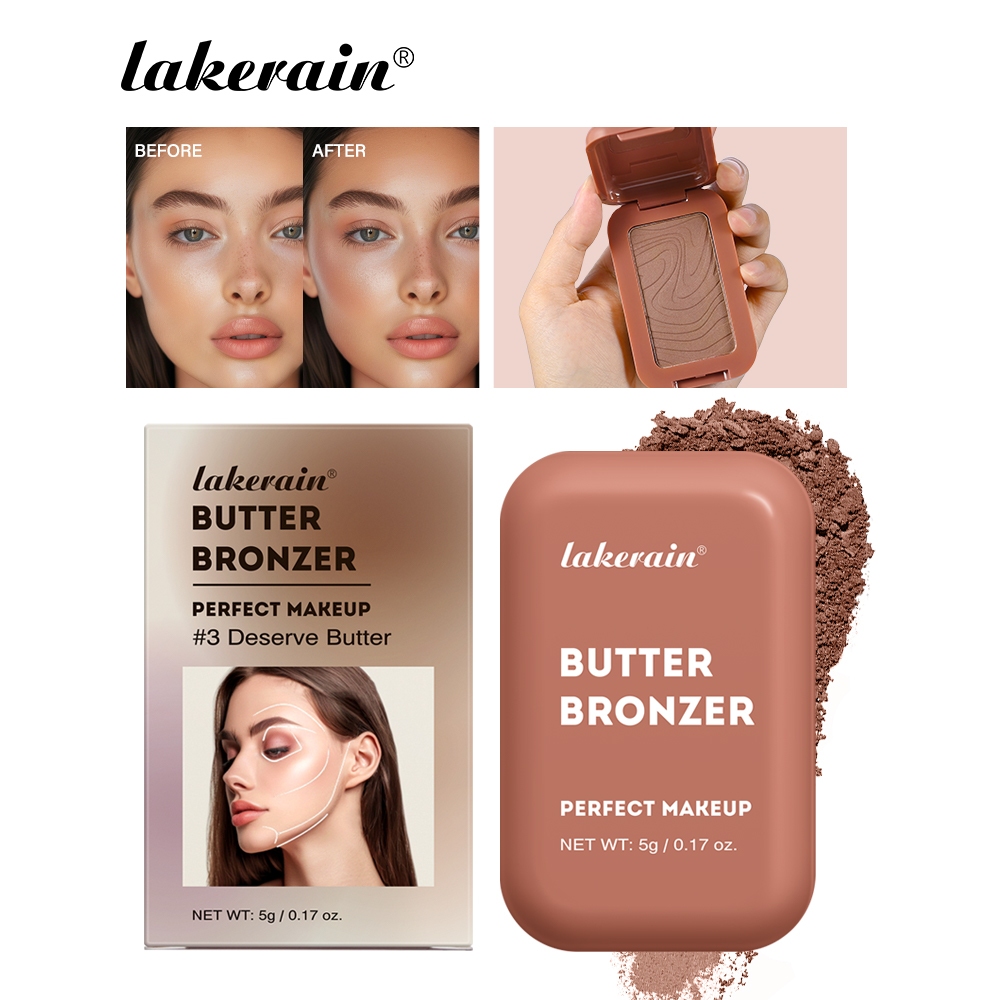 Lakerain แต่งหน้า Face Contouring Butter Bronzer Dark Skin Bronzer Contour Palette Matte สีน้ําตาลจมูก Shadow Cheek Profile Powder Natural Face ปรับเปลี่ยน Nude แต่งหน้า