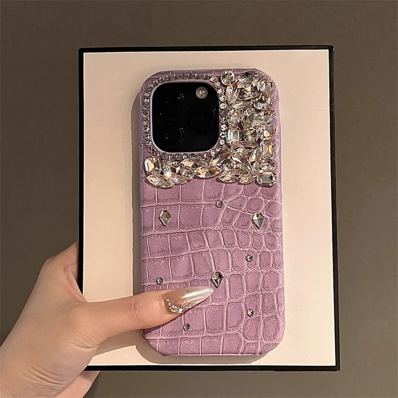 หนังจระเข้หรูหราglitterเคสโทรศัพท์สําหรับiphone 16 15 Pro Max 12 13 14 Pro Max PlusปลอกBlingเพชรป้องกันกล้องปกหลัง