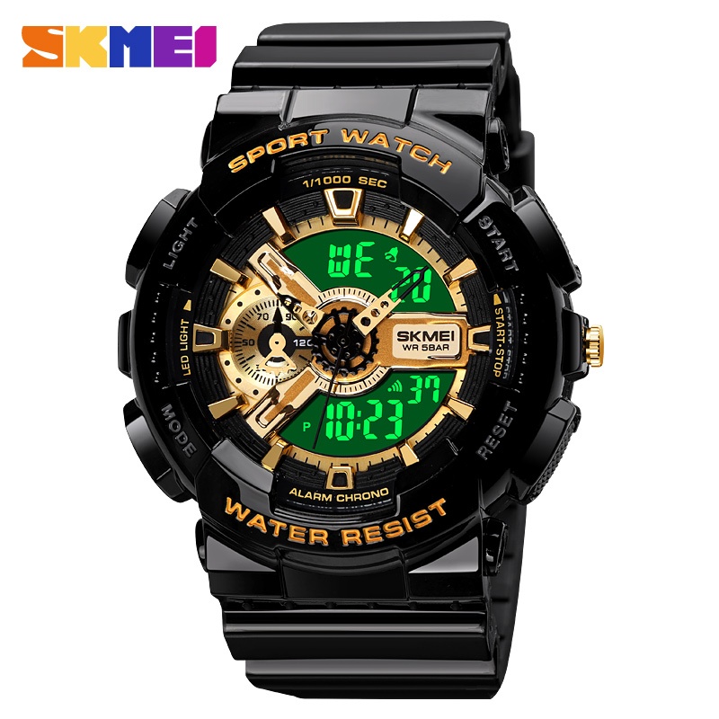 Skmei 1688 กีฬานาฬิกาดิจิตอลสําหรับผู้ชายกันกระแทกกันน้ํา Dual Display Man นาฬิกาข้อมือ LED Chrono นาฬิกาปลุกบุรุษนาฬิกา