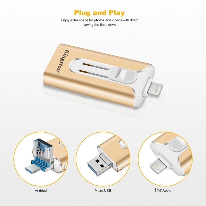 3 in 1 Kingston 2TB 1TB OTG แฟลชไดรฟ์โลหะกันน้ําความเร็วสูงสําหรับแล็ปท็อป iPhone