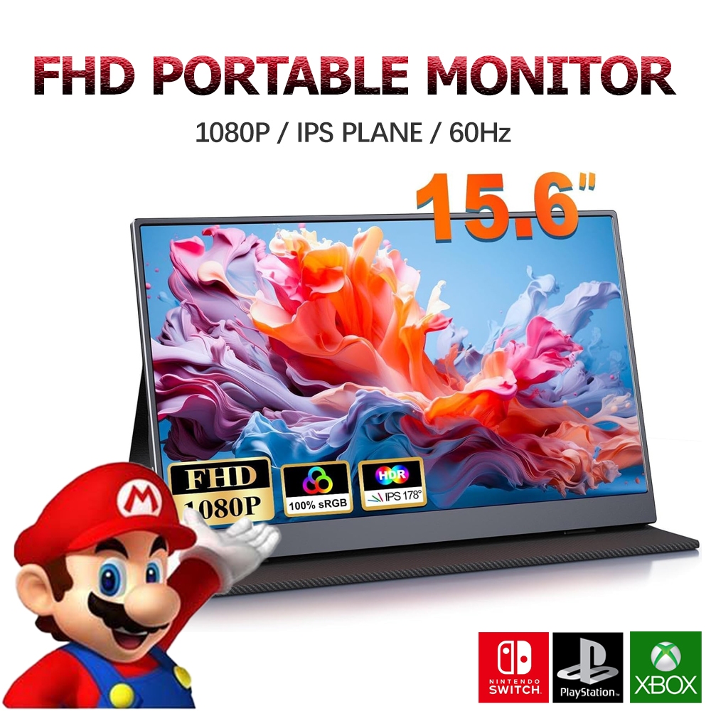 จอภาพแบบพกพา 14 /15.6 นิ้ว 1080P HDR ภายนอกหน้าจอสัมผัส PC Gameing Monitor สําหรับสวิทช์ PS4 โทรศัพท
