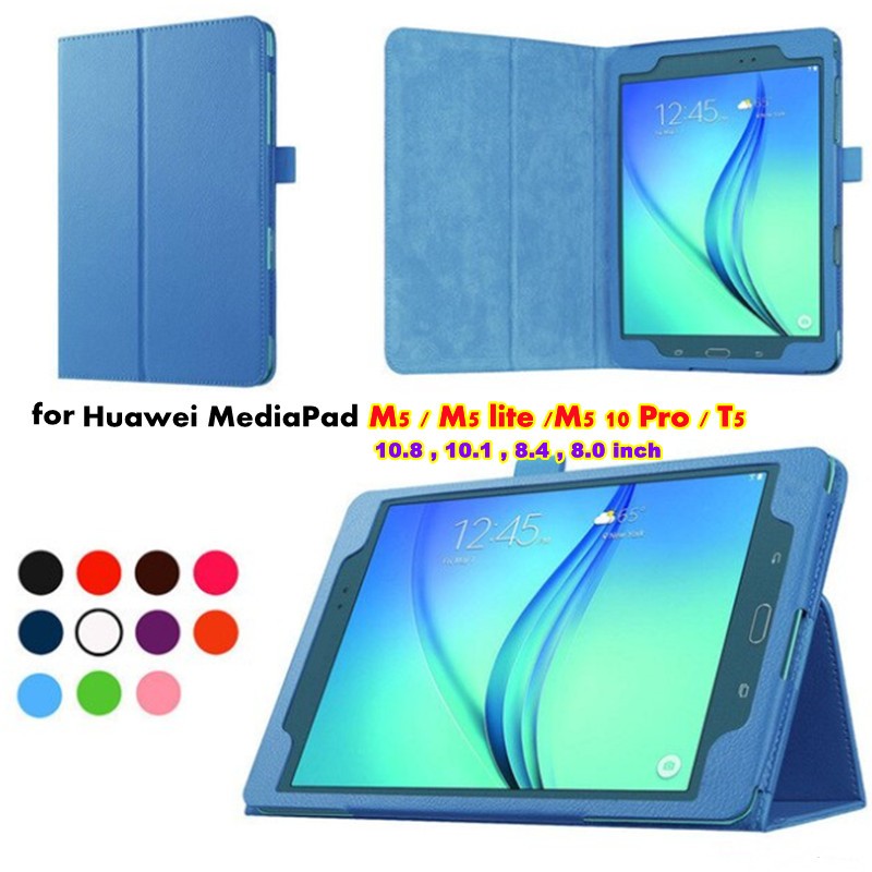 Case for Huawei MediaPad M5 / M5 lite /M5 10 Pro / T5 Leather Case for 10.8 10.1 8.4 8.0 Flip Stand Funda Coque