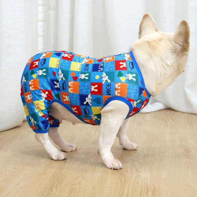 GOU-HOME ชุดหมา เสื้อผ้าสัตว์เลี้ยงสําหรับ French Bulldog ฤดูร้อนบางสไตล์ Abrasionproof Polyster วัสดุ