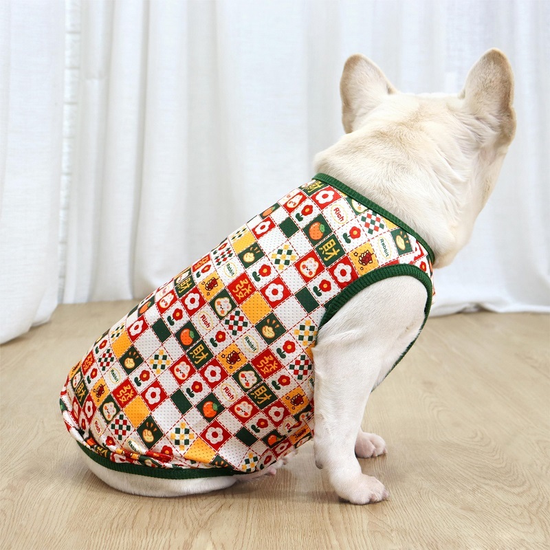 GOU-HOME เสื้อหมา เสื้อผ้าสัตว์เลี้ยงสําหรับ French Bulldog ฤดูร้อนบางสไตล์ Polyster วัสดุ