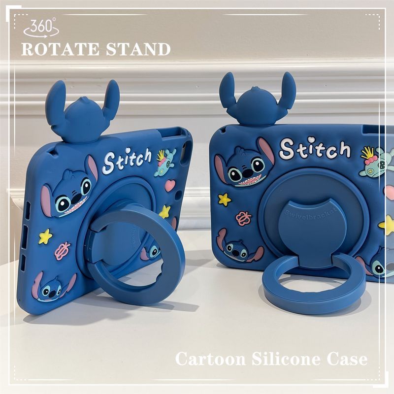 เคส 360องศาหมุนวงเล็บ สําหรับ Samsung Galaxy Tab S6 Lite 10.4 นิ้ว SM-P610 P615 P613 P619 P620 P625 แท็บเล็ตปลอก เด็กปลอดภัยน่ารักลายการ์ตูนซิลิโคนกันกระแทกเคส พร้อมดินสอสล็อตป้องกันกรณี