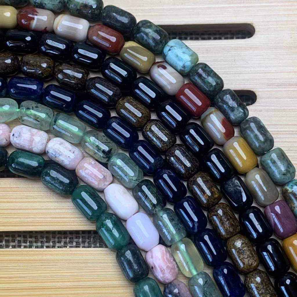 6x9 มม.ลูกปัด 8 อัญมณี Brownzite สีเขียว Lepidolite Africa Turquoise ความยาว 38 ซม.