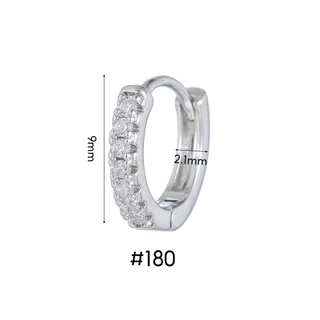 1 ชิ้น 316L ต่างหูห่วงสแตนเลสแถวเดียว Cubic Zirconia ต่างหูขนาดเล็ก