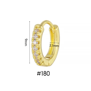 1 ชิ้น 316L ต่างหูห่วงสแตนเลสแถวเดียว Cubic Zirconia ต่างหูขนาดเล็ก