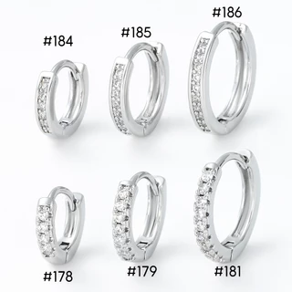 1 ชิ้น 316L ต่างหูห่วงสแตนเลสแถวเดียว Cubic Zirconia ต่างหูขนาดเล็ก