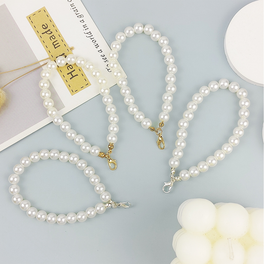1 ชิ้น Elegant สีขาวเลียนแบบไข่มุกโซ่ Mini Lobster Clasp ง่ายลูกปัดพวงกุญแจ DIY อุปกรณ์เสริมเครื่องประดับ