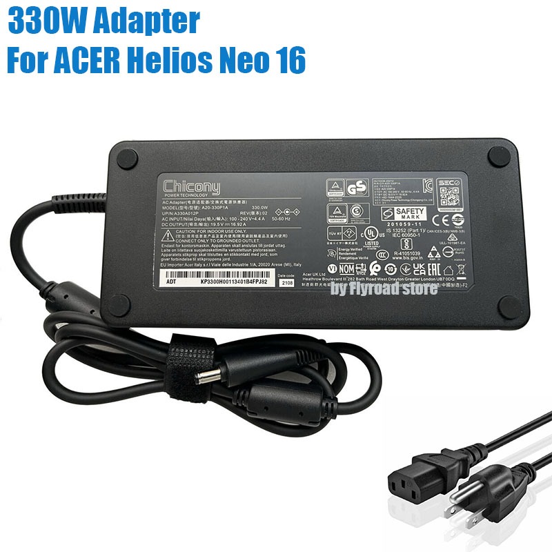 อะแดปเตอร์สําหรับ Acer 330W Predator Helios Neo 16 PHN16-71-50JG แล็ปท็อป 19.5V 16.92A 5.5*1.7 มม.โน
