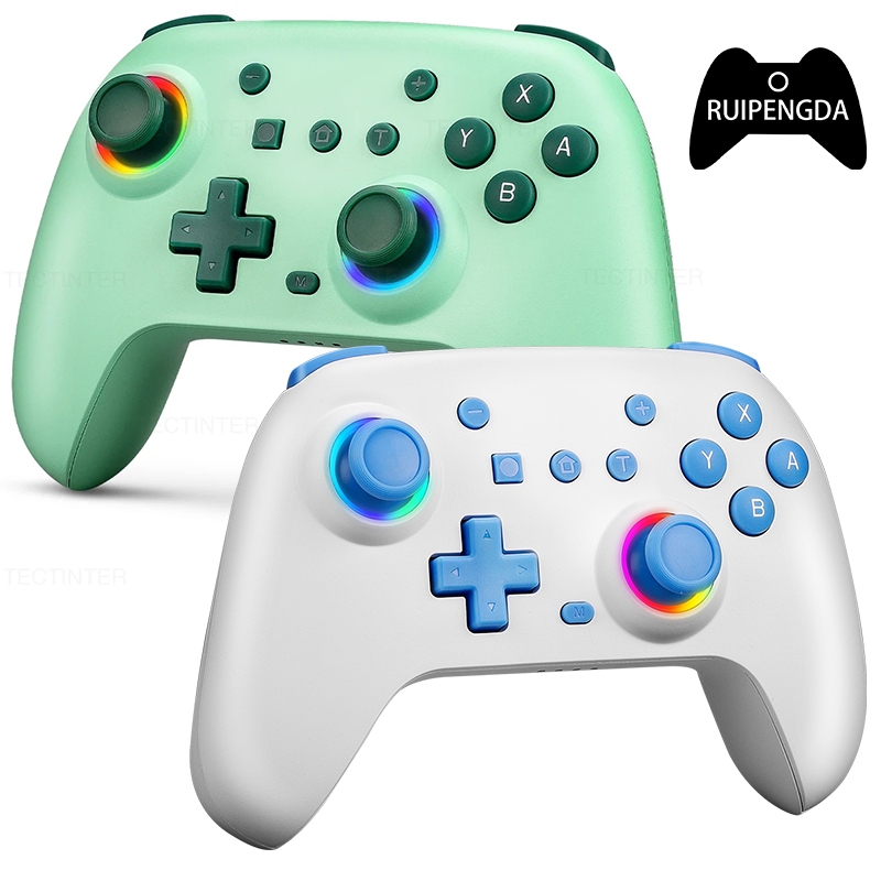 คอนโทรลเลอร์บลูทูธไร้สายคอนโทรลเลอร์ RGB สําหรับ Nintendo Switch/OLED/Lite/PC/เกมมือถือจอยสติ๊กมัลติฟังก์ชั่น