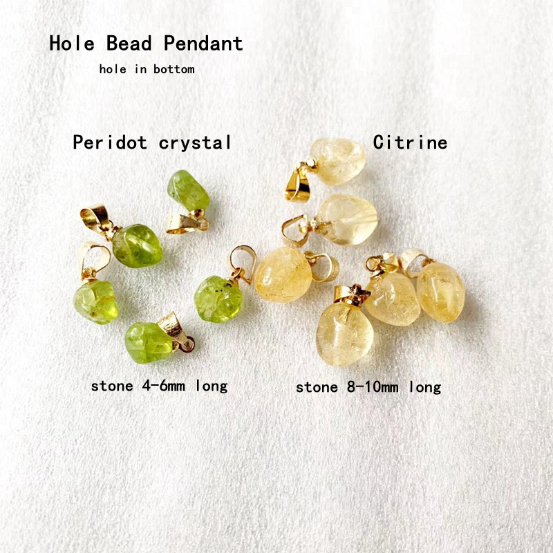 ขนาดเล็กธรรมชาติ Peridot Citrine คริสตัลจี้ Tumbled หินลูกปัดจี้สําหรับ DIY เครื่องประดับ 1 ชิ้น