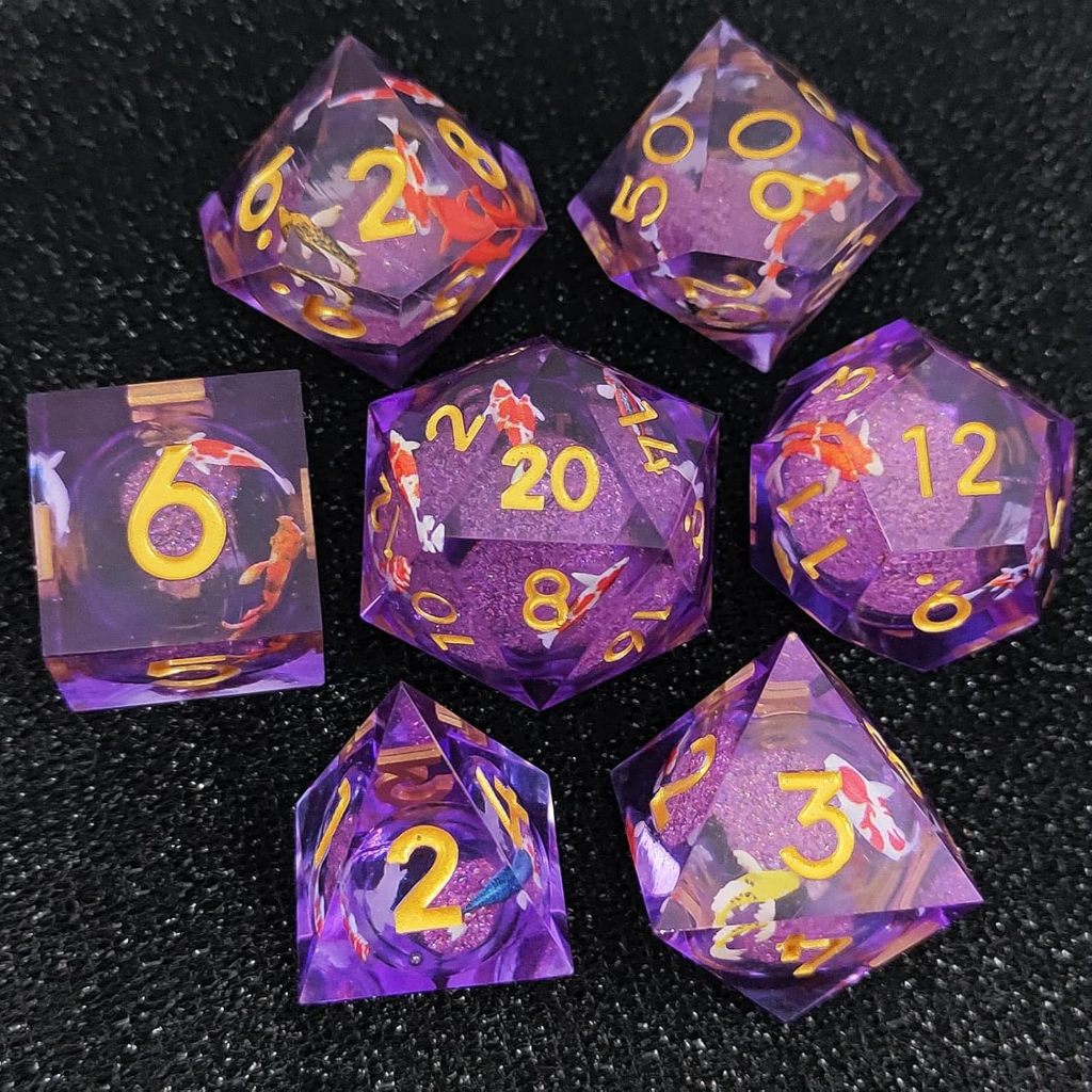 DND ชุดลูกเต๋า - Fish Edge D & D Polyhedral Handmade เรซิ่นลูกเต๋า RPG บทบาทเล่นลูกเต๋า D20 ลูกเต๋า 