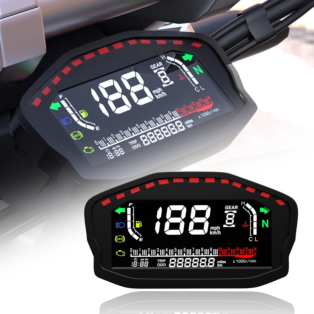 Universal Speedometer Digital Meter เครื่องวัดระยะทางสําหรับ Ducati Full LCD Meter สําหรับ 1,2,4 กระบอก W/speed sensor