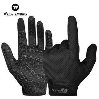 WEST BIKING ถุงมือซิลิโคน แบบเต็มนิ้ว หน้าจอสัมผัส กันลื่น เหมาะกับฤดูร้อน สําหรับขี่รถจักรยานยนต์