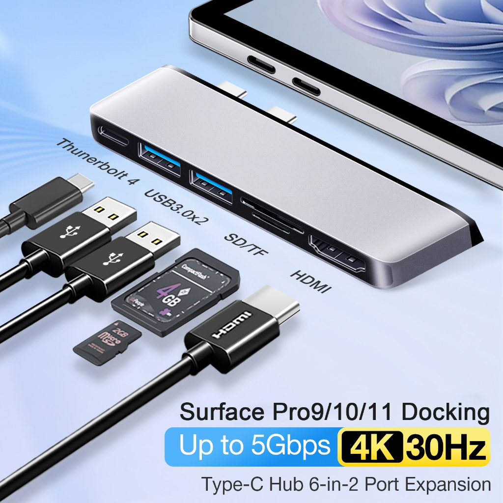 Surface Pro 12 นิ้ว/11/10/9/8/7/6/5 Hub Docking Station Adapter HDMI 4K USB3.0 RJ45 สําหรับ Microsoft Surface
