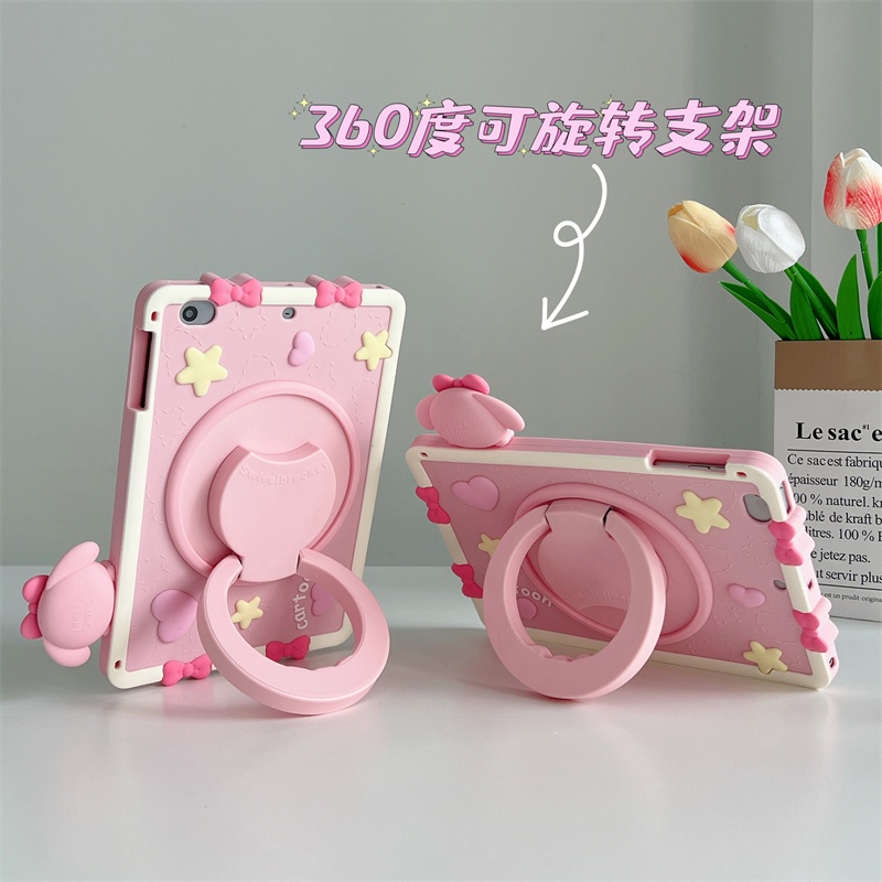 สําหรับ ไอแพด มินิ 1 2 3 4 5 6 7.9 8.3 นิ้ว 360 หมุนกรณีการ์ตูนน่ารักกันกระแทกซิลิโคนยืนเด็กปลอดภัยกรณี