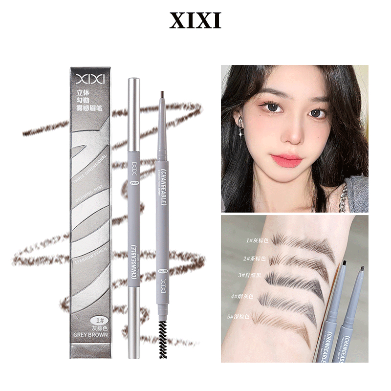 ดินสอเขียนคิ้ว XIXI หัวคู่ 5 สี หัวกลมเล็กนุ่มลื่นธรรมชาติกันน้ำยาวนานแต่งคิ้วสวย D835