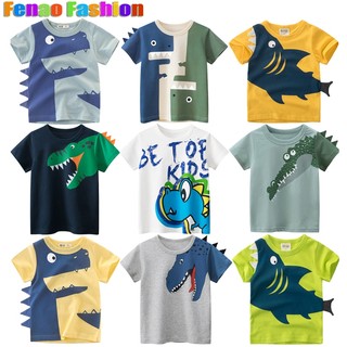 Boy Tshirt เสื้อผ้าเด็กแฟชั่นเสื้อยืด 3d ไดโนเสาร์แขนสั้นเด็กเสื้อผ้าเด็กวัยหัดเดินเด็กผ้าฝ้ายเสื้อ Budak