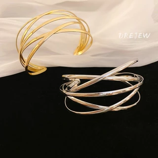 DREJEW เดรเจว สูง-จบ โลหะข้ามชั้นเปิดสร้อยข้อมือยุโรปและอเมริกาบุคลิกภาพที่เรียบง่ายอารมณ์ซอกเรขาคณิตข้ามพรมแดนเครื่องประดับมือส