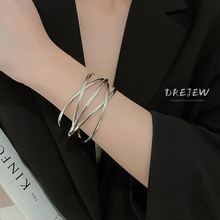 DREJEW เดรเจว สูง-จบ โลหะข้ามชั้นเปิดสร้อยข้อมือยุโรปและอเมริกาบุคลิกภาพที่เรียบง่ายอารมณ์ซอกเรขาคณิตข้ามพรมแดนเครื่องประดับมือส