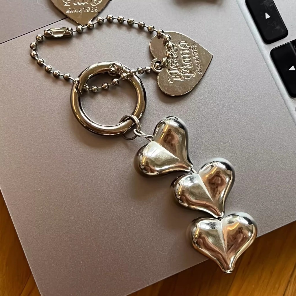 ที่ละเอียดอ่อนลูกปัดพวงกุญแจ Handmade Pearl Bow รูปจี้พวงกุญแจหัวใจพวงกุญแจเครื่องประดับ Pearl ตกแต่งสําหรับกระเป๋าโทรศัพท์