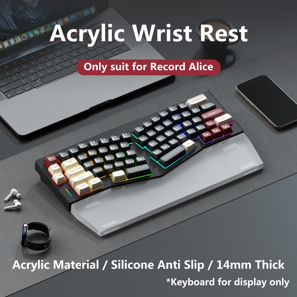 WEIKAV RECORD Alice คริลิคสายรัดข้อมือซิลิโคนกันลื่นสายรัดข้อมือ Alice Keyboard