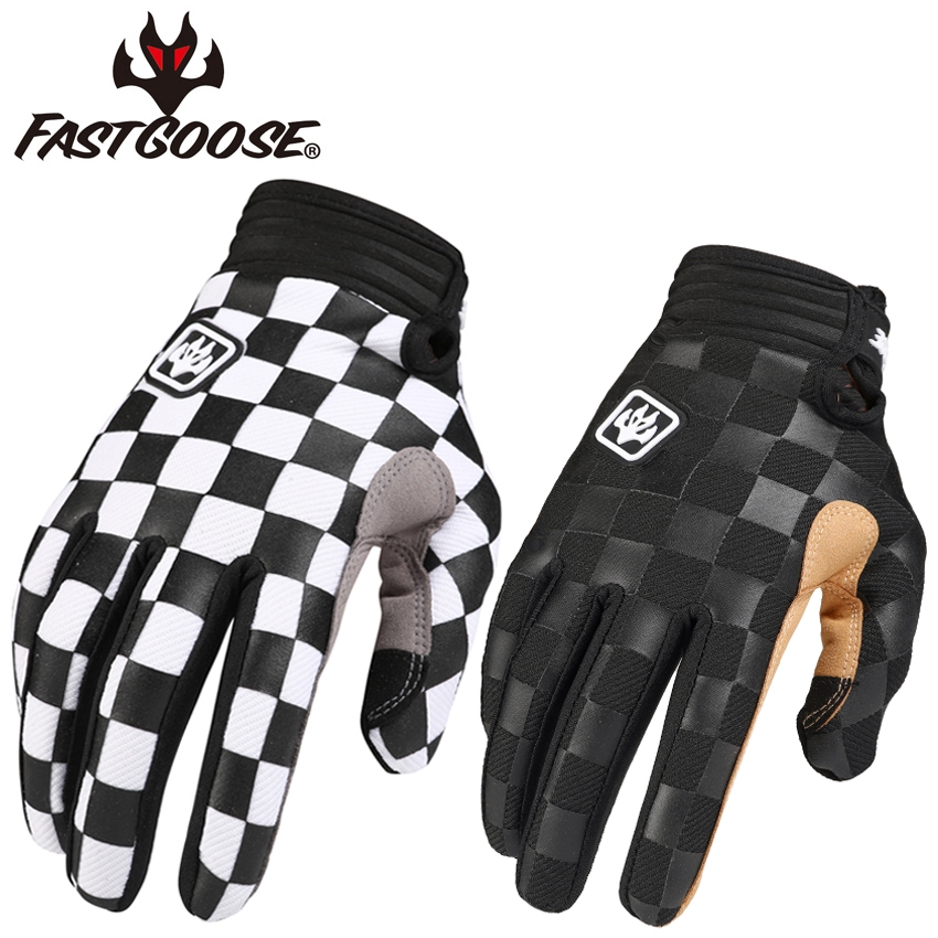 Fastgoose หน้าจอสัมผัสลายสก๊อตสองสี SMLXLXXL ขี่จักรยานจักรยานเสือภูเขาขี่จักรยาน off-road ถุงมือระบายอากาศสําหรับผู้ชายและผู้หญิง