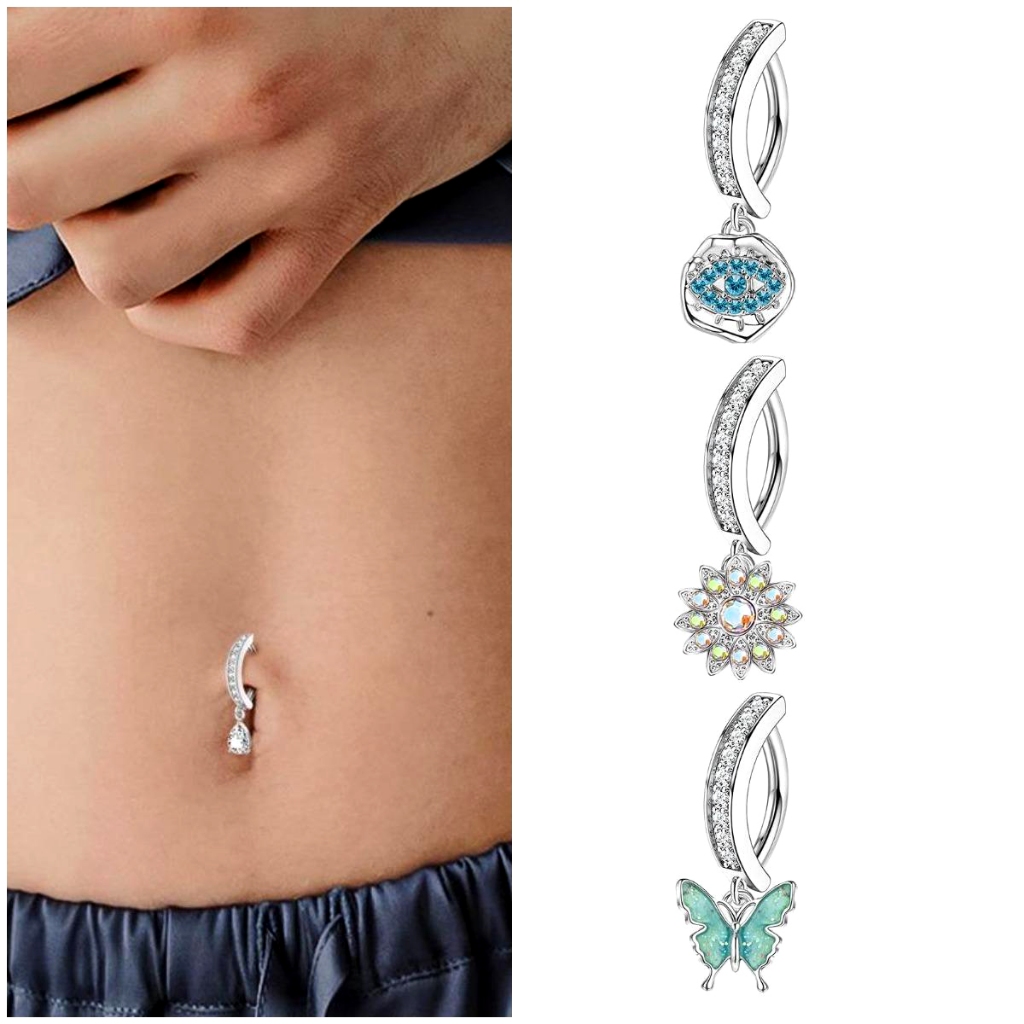 Water Drop Zircon จี้เพชร Bellybutton แหวนสแตนเลสอเนกประสงค์ Bellybutton เล็บเจาะเครื่องประดับ