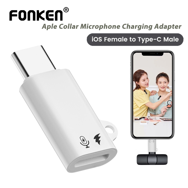 Fonken 2 in 1 AP ปลอกคอไมโครโฟนชาร ์ จอะแดปเตอร ์ iOS หญิงถึง Type-C ชาย USB3.0 OTG Converter